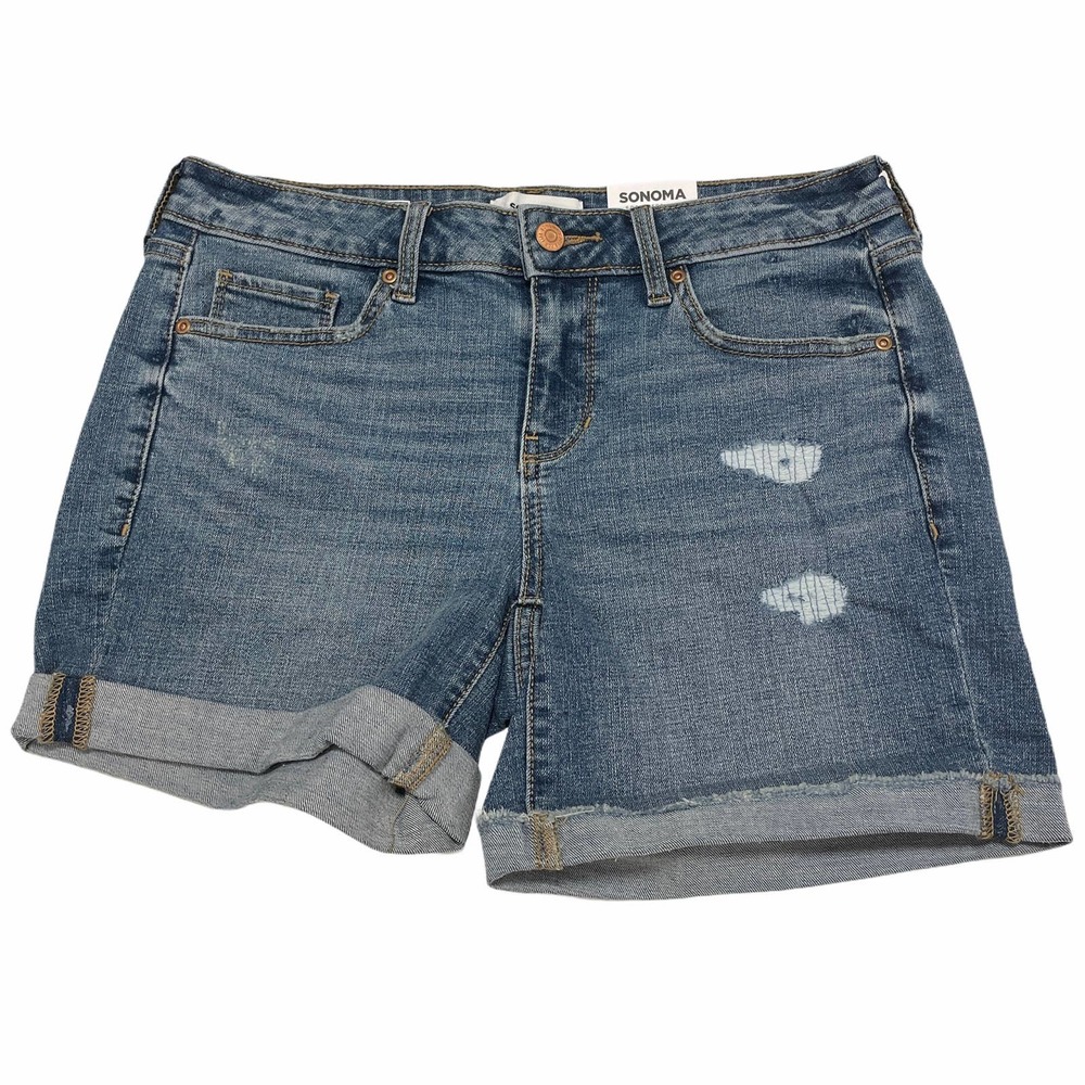 NWT Mid-Thigh Distressed Denim Jean Shorts Raw Hem